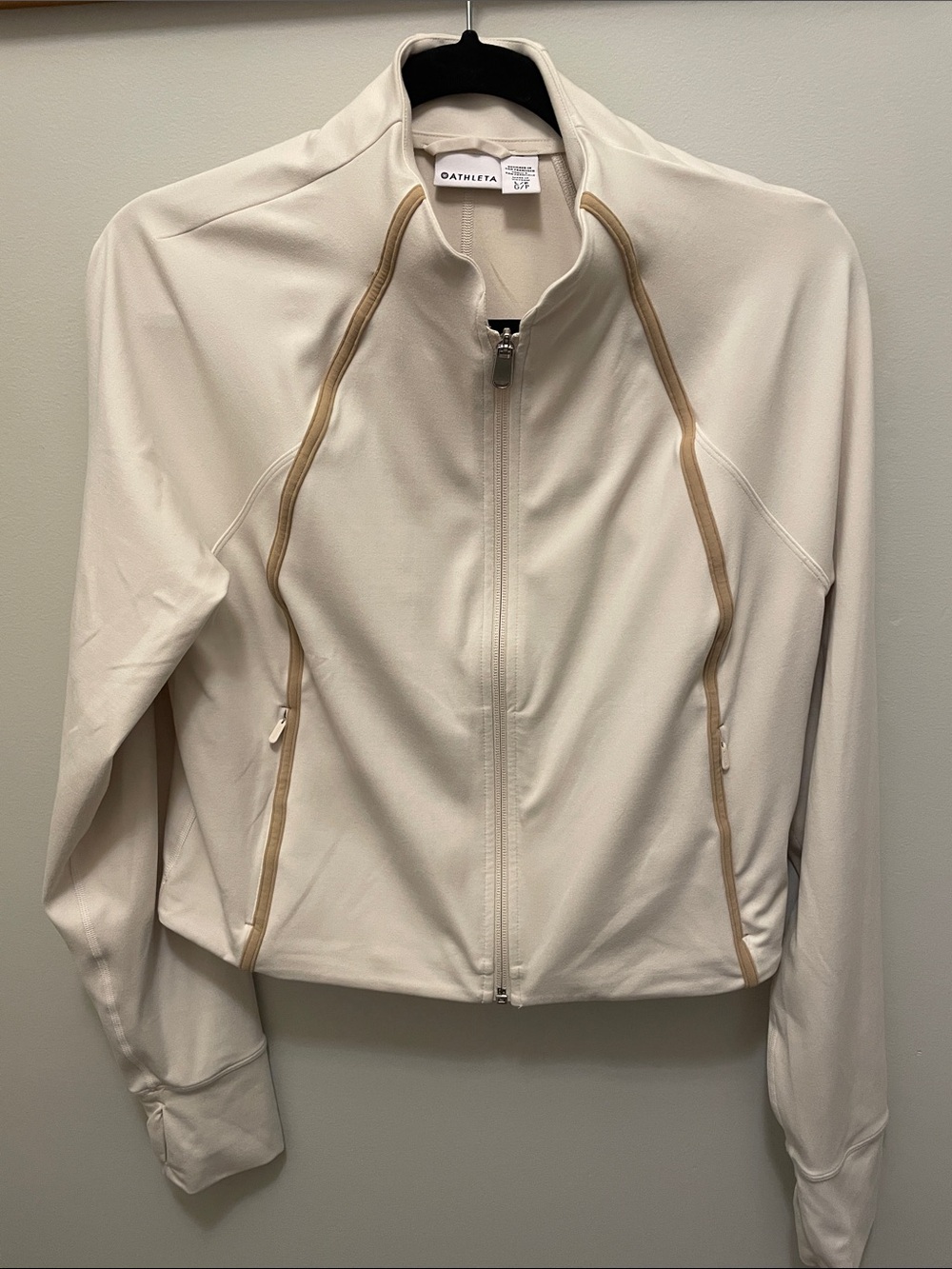 Athleta Women's Cream Full-Zip Lightweight Crop Jacket